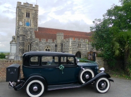 Vintage American wedding car in Rochester, Kent